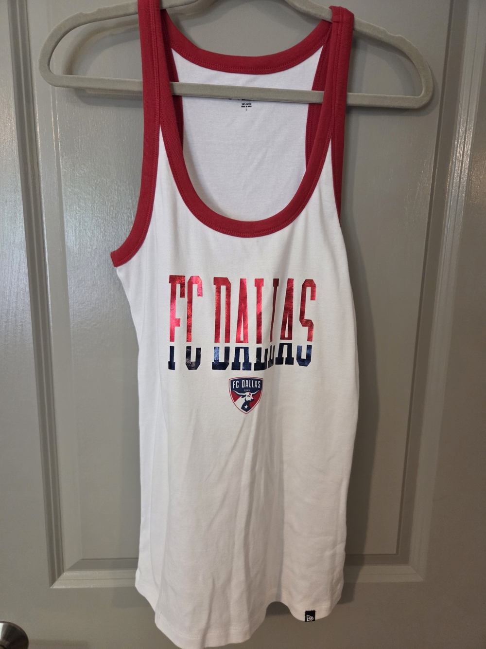 New Era FC Dallas MLS Soccer White Tank with Red Trim